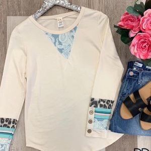 Cream long-sleeved button shirt